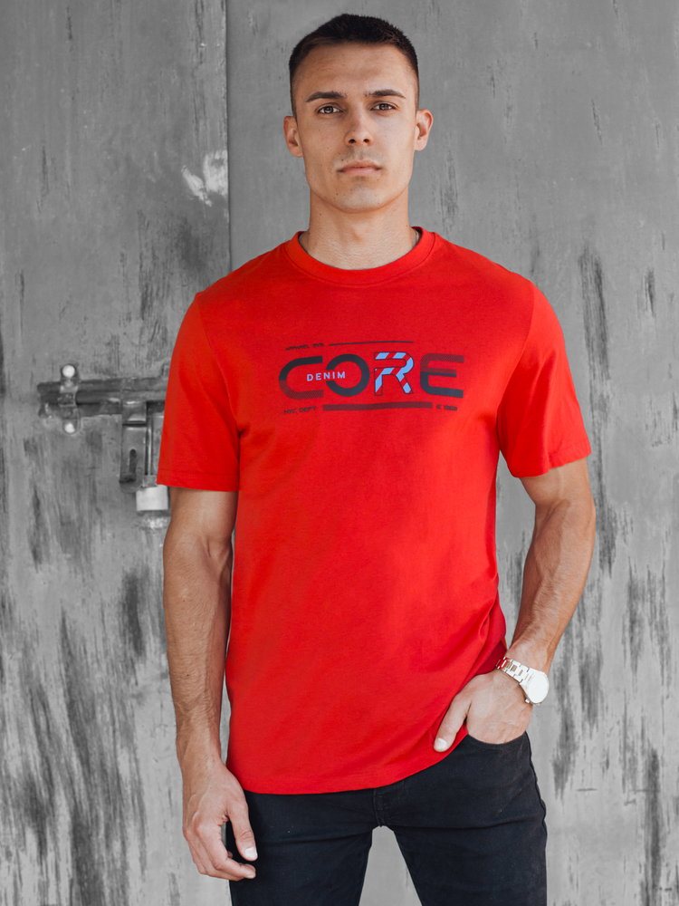 Koszulka męska z nadrukiem pomarańczowa Dstreet RX5420