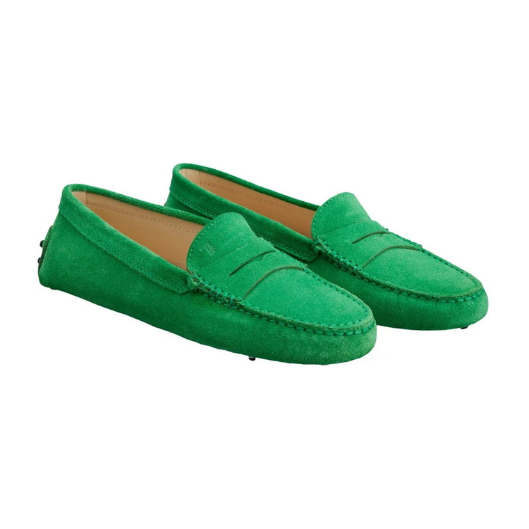 Zielone Loafersy Gommino z zamszu Tod's