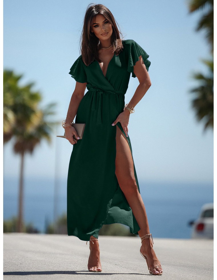 Elegancka sukienka maxi CAROLINE - butelkowa zieleń