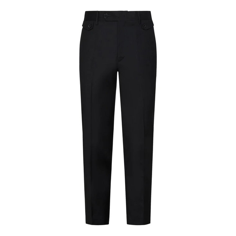 Czarne Spodnie Slim-fit z Wełny Low Brand