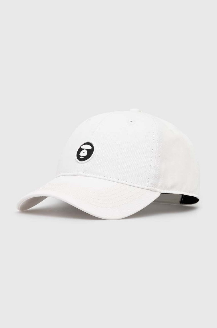 AAPE czapka z daszkiem bawełniana Cotton kolor biały z aplikacją ACP4865