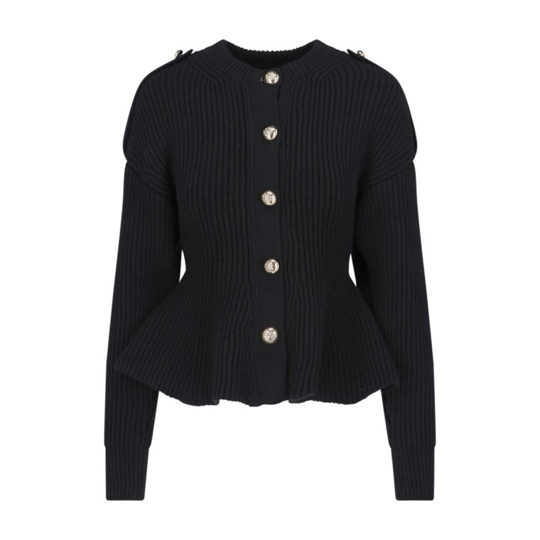 Czarny sweter z falbanami Alexander McQueen