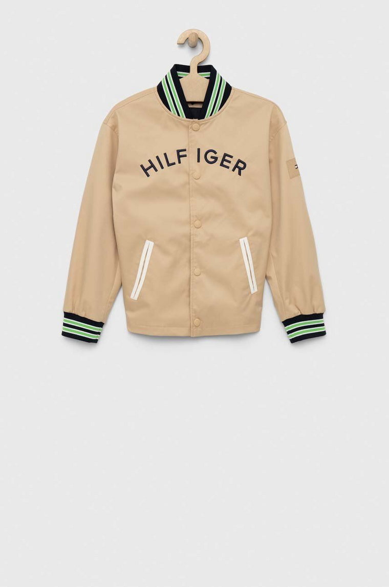 Tommy Hilfiger kurtka bomber dziecięca kolor beżowy