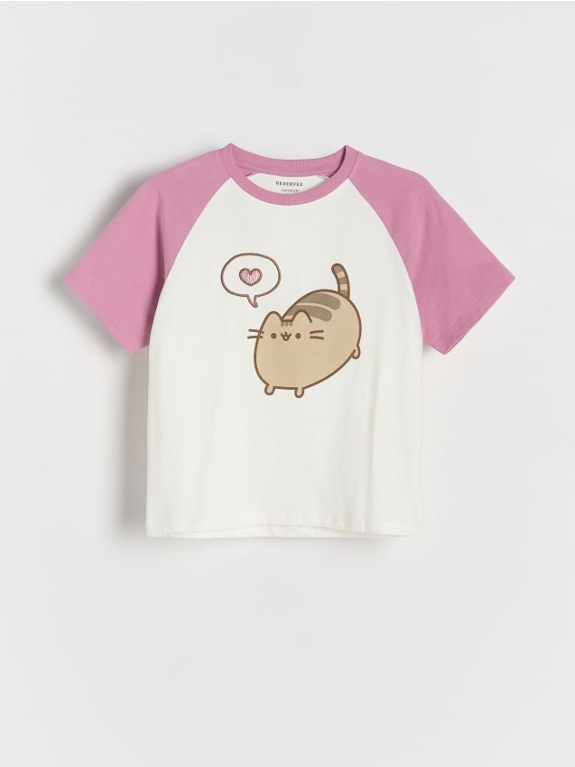 Reserved - Bawełniany t-shirt Pusheen - wielobarwny