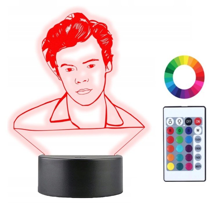 Lampka Nocna 3D Led Harry Styles Fryzjer Grawer Imię