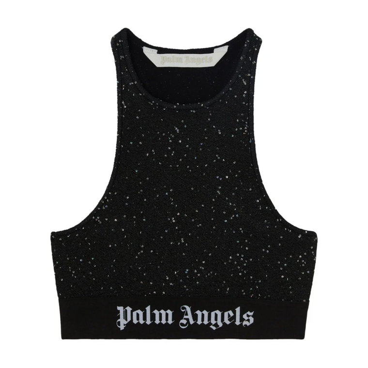 Czarny Crop Top z Logo Palm Angels