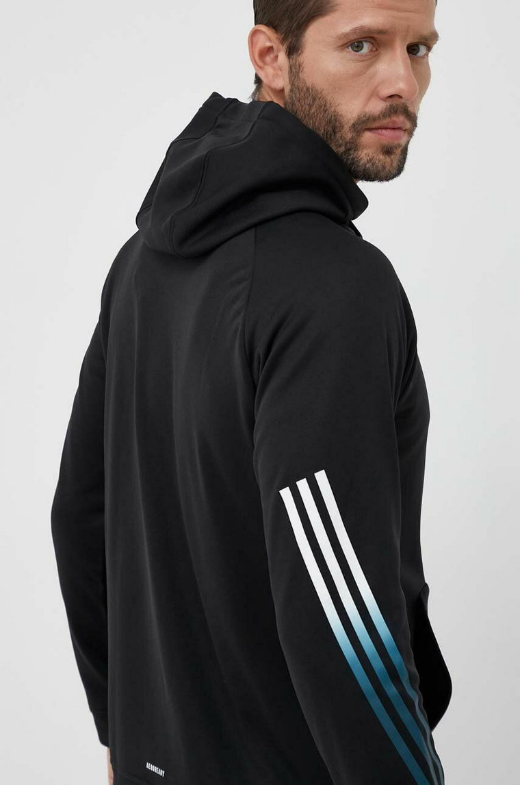 adidas Performance bluza treningowa Train Icons kolor czarny z kapturem z nadrukiem