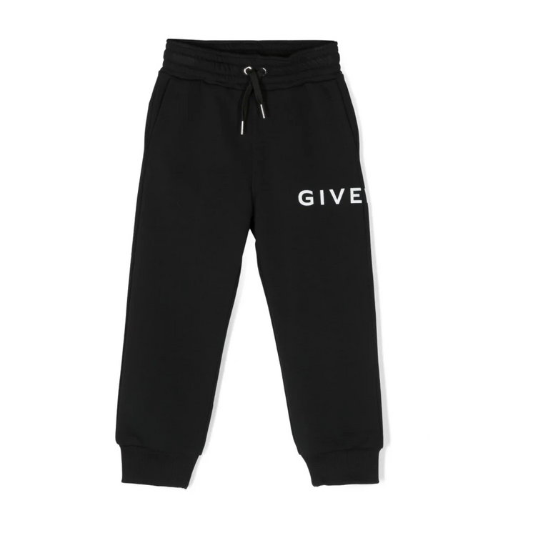 Czarne Spodnie Dziecięce z Nadrukiem Logo Givenchy