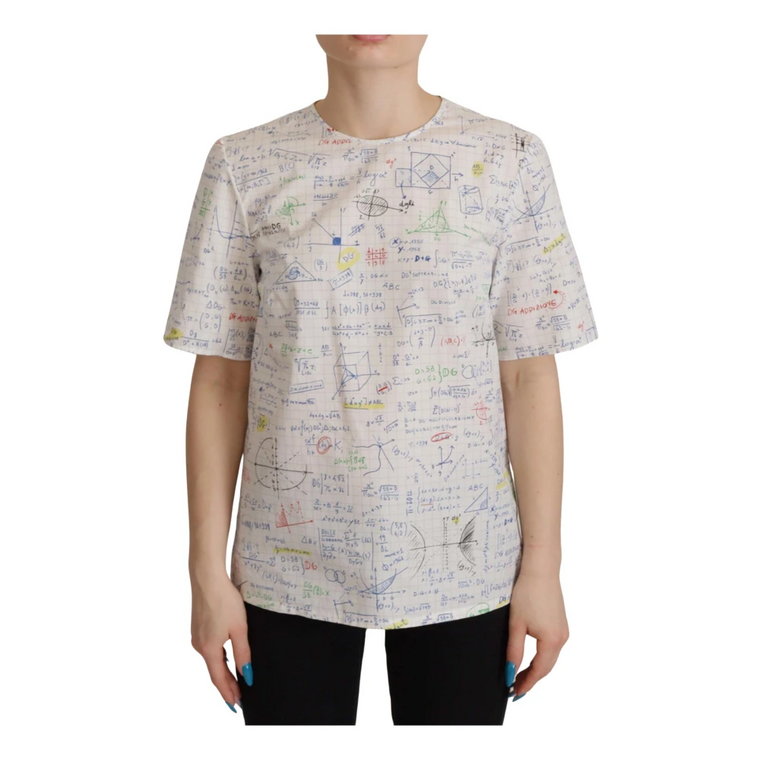 Biała Koszulka z Nadrukiem Algebra Dolce & Gabbana