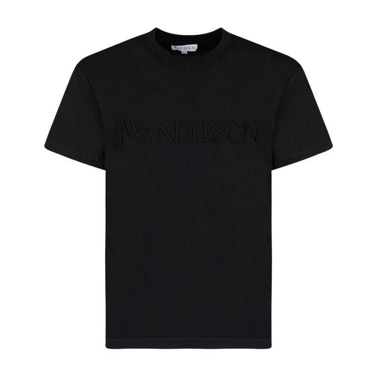 Czarna Koszulka z Logo Haftem JW Anderson