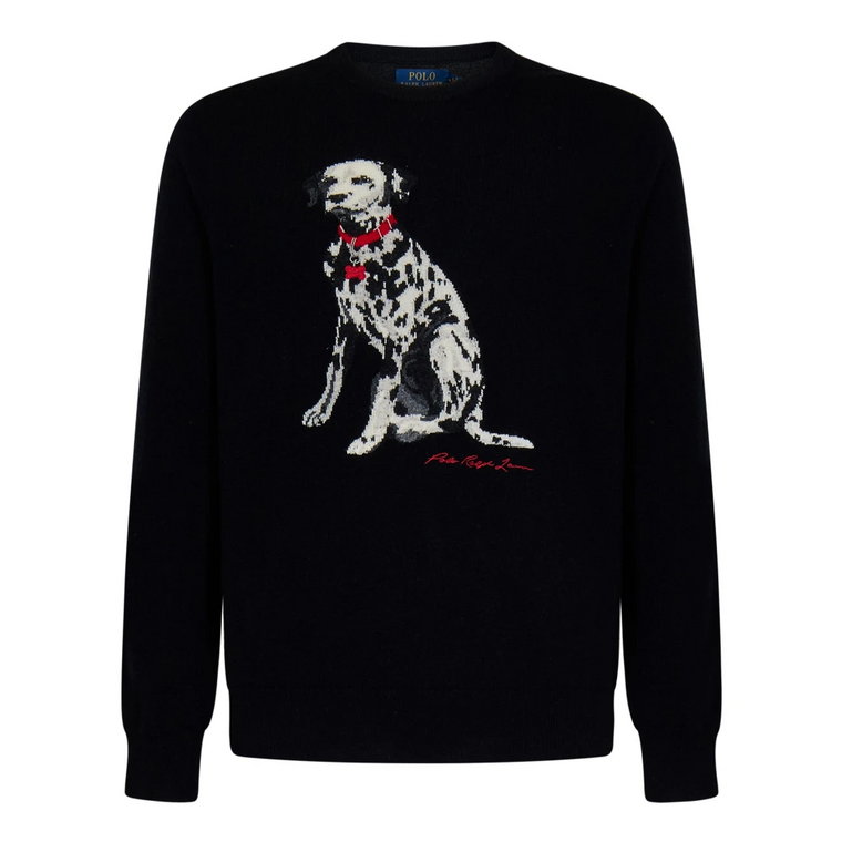 Czarny Sweter z Intarsją Dalmatyńską Polo Ralph Lauren