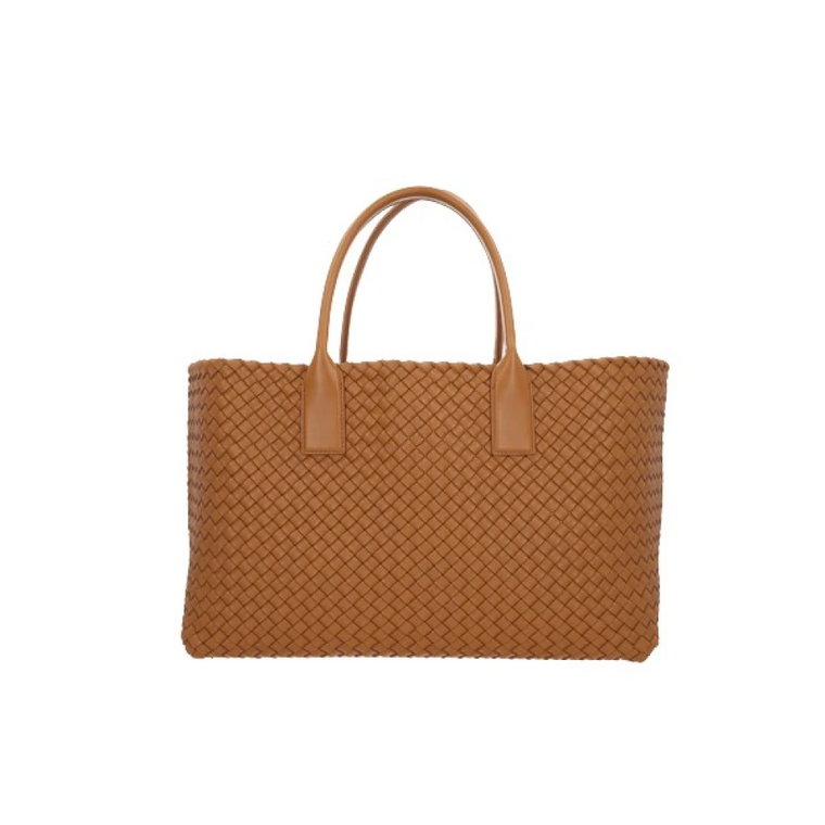 Camel Torebka Tote z motywem Intrecciato Bottega Veneta