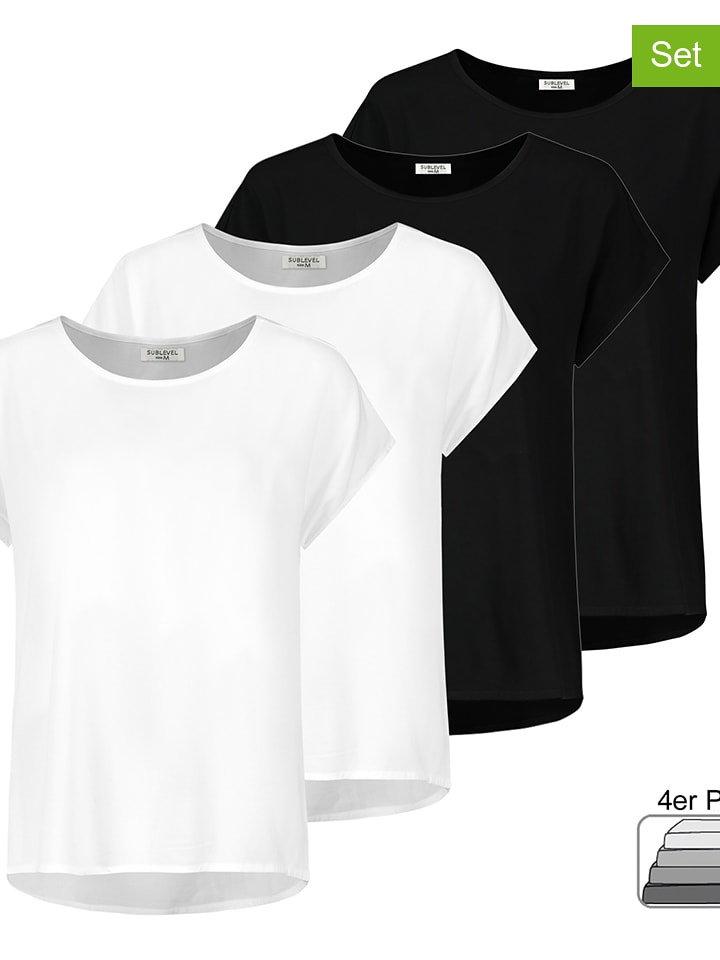 Sublevel Koszulki (4 szt.) w kolorze czarnym i białym