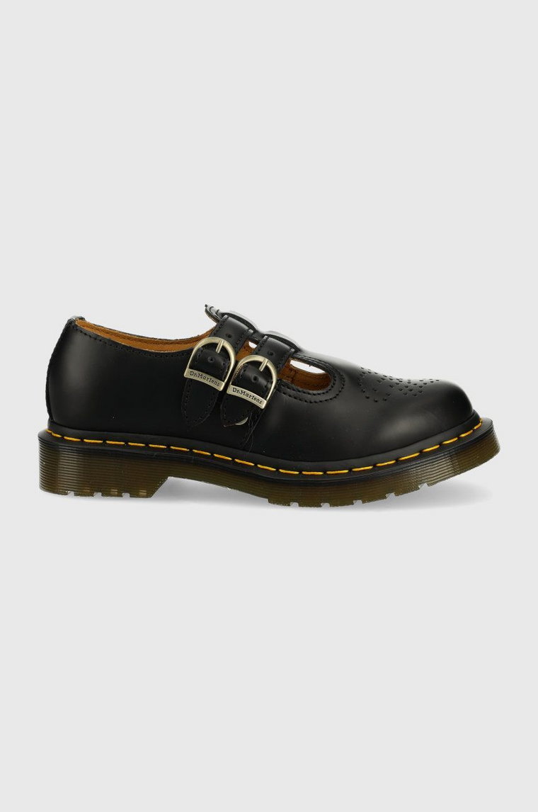 Dr. Martens półbuty skórzane 8065 Mary Jane damskie kolor czarny na płaskim obcasie DM12916001.8065.Mary-Black.Smth