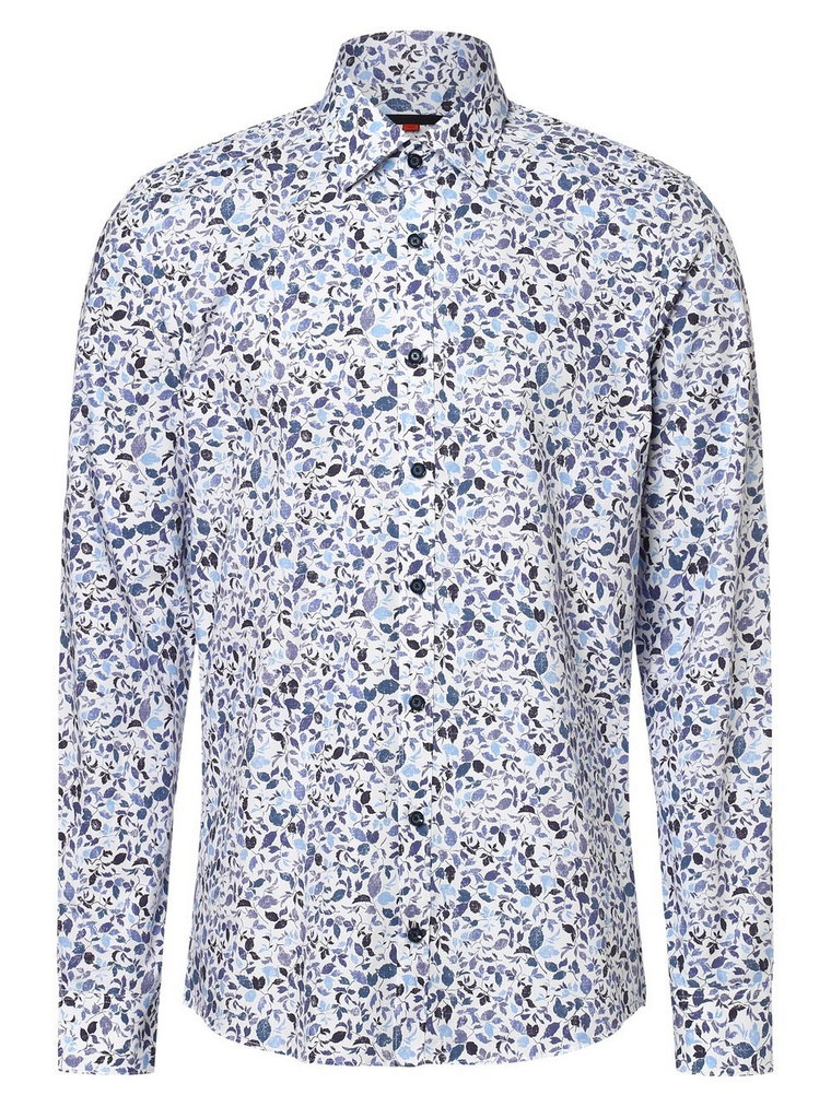 Finshley & Harding - Koszula męska łatwa w prasowaniu, biały|niebieski