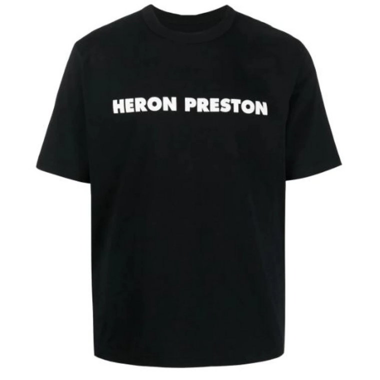 Czarna Bawełniana Koszulka z Nadrukiem Heron Preston