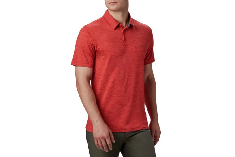 Columbia Tech Trail Polo Shirt 1768701845, Męskie, Czerwone, koszulki polo, poliester, rozmiar: M