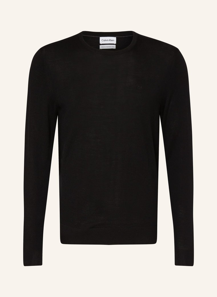 Calvin Klein Sweter Z Wełny Merino schwarz