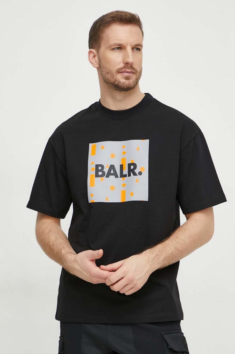 BALR. t-shirt bawełniany męski kolor czarny z nadrukiem B1112 1245