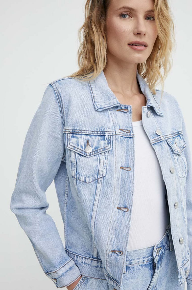 Answear Lab kurtka jeansowa damska kolor niebieski przejściowa