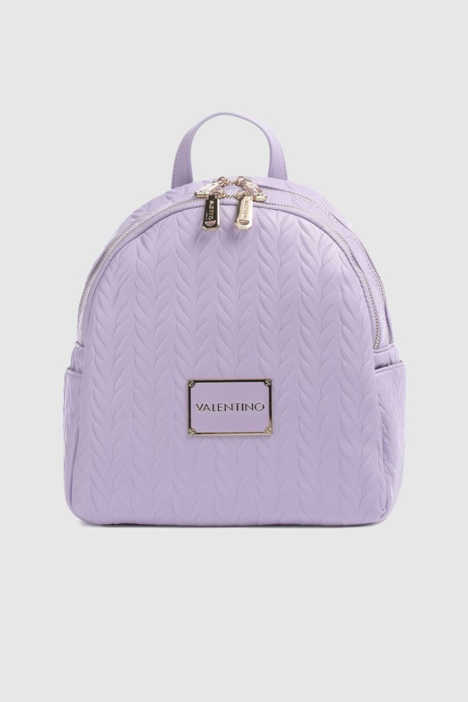 VALENTINO Tłoczony fioletowy plecak z logo sunny re backpack