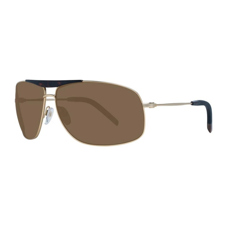 Złote Metalowe Okulary Przeciwsłoneczne z Prostokątnymi Szkłami Brązowymi Tommy Hilfiger