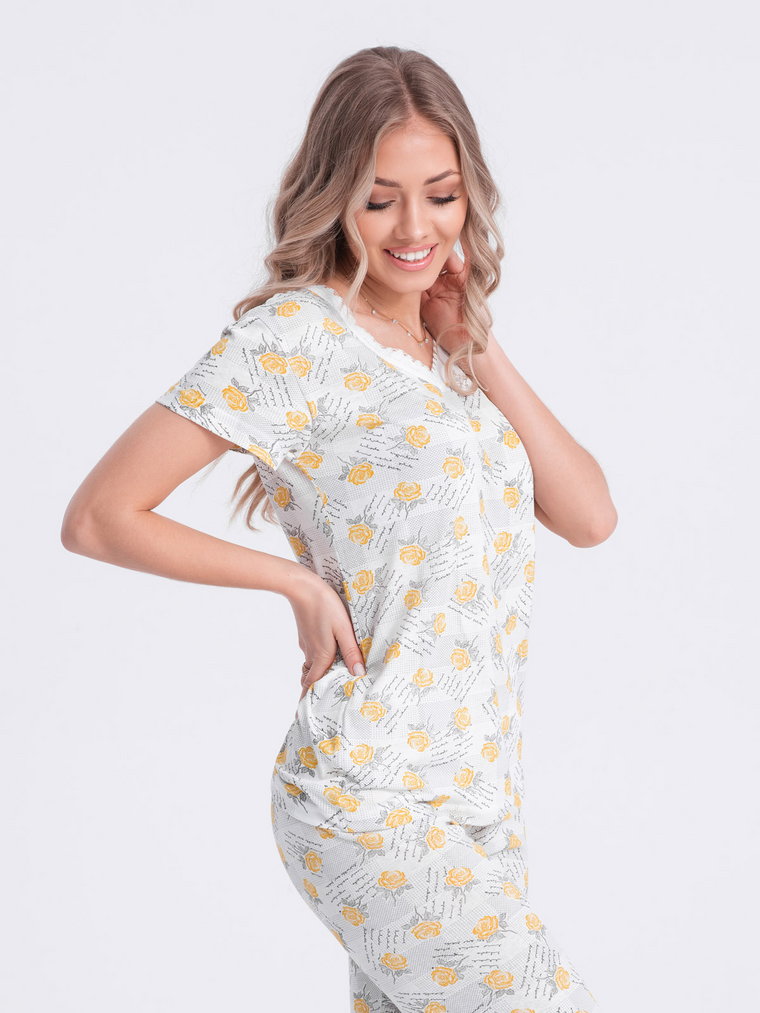 Piżama damska ULR266 - żółta