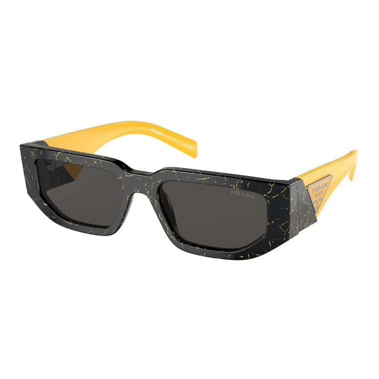 Męskie Okulary Przeciwsłoneczne Czarno-Żółty Marmur Prada