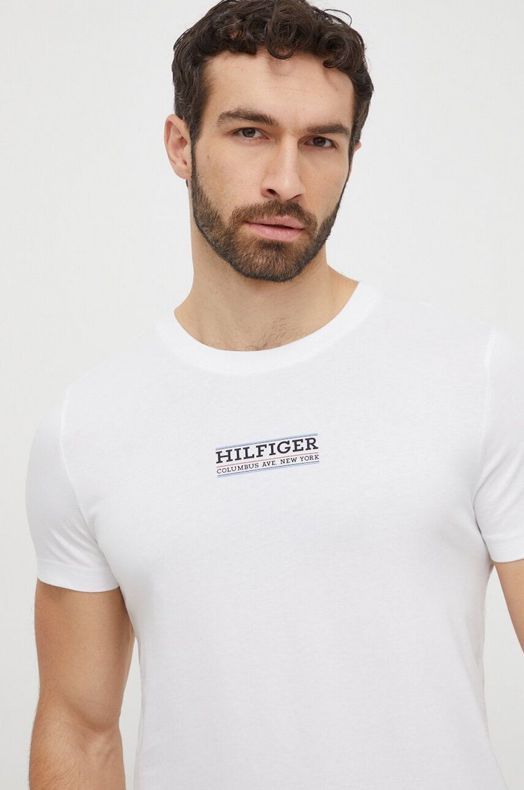 Tommy Hilfiger t-shirt bawełniany męski kolor biały z nadrukiem MW0MW34387
