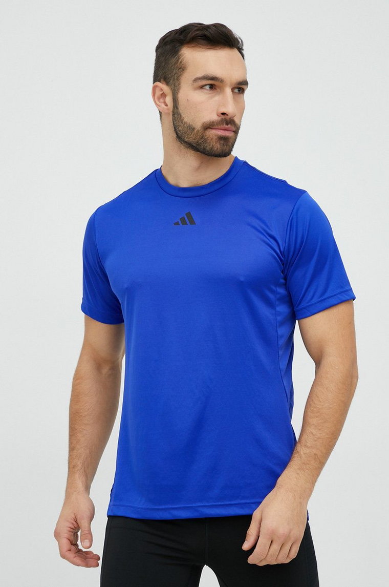 adidas Performance t-shirt treningowy HIIT Base kolor niebieski gładki