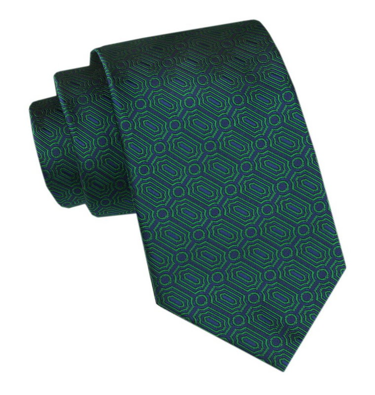 Męski Krawat - Angelo di Monti - Zielony, Drobny Geometryczny Wzór
