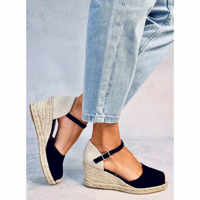 Espadryle na koturnie Platten Black czarne