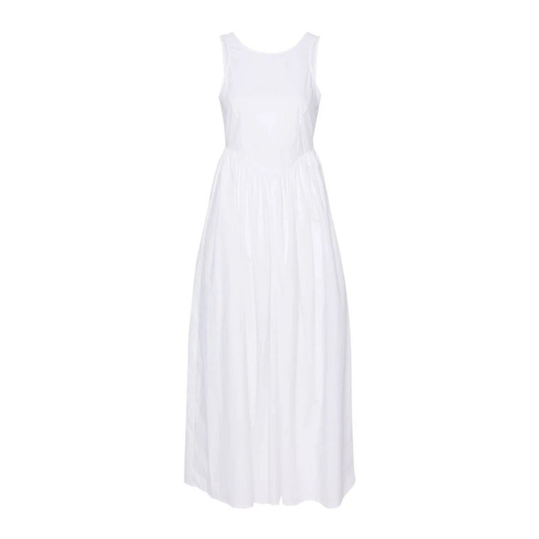 Biała Sukienka z Bawełny z Falbanami Emporio Armani