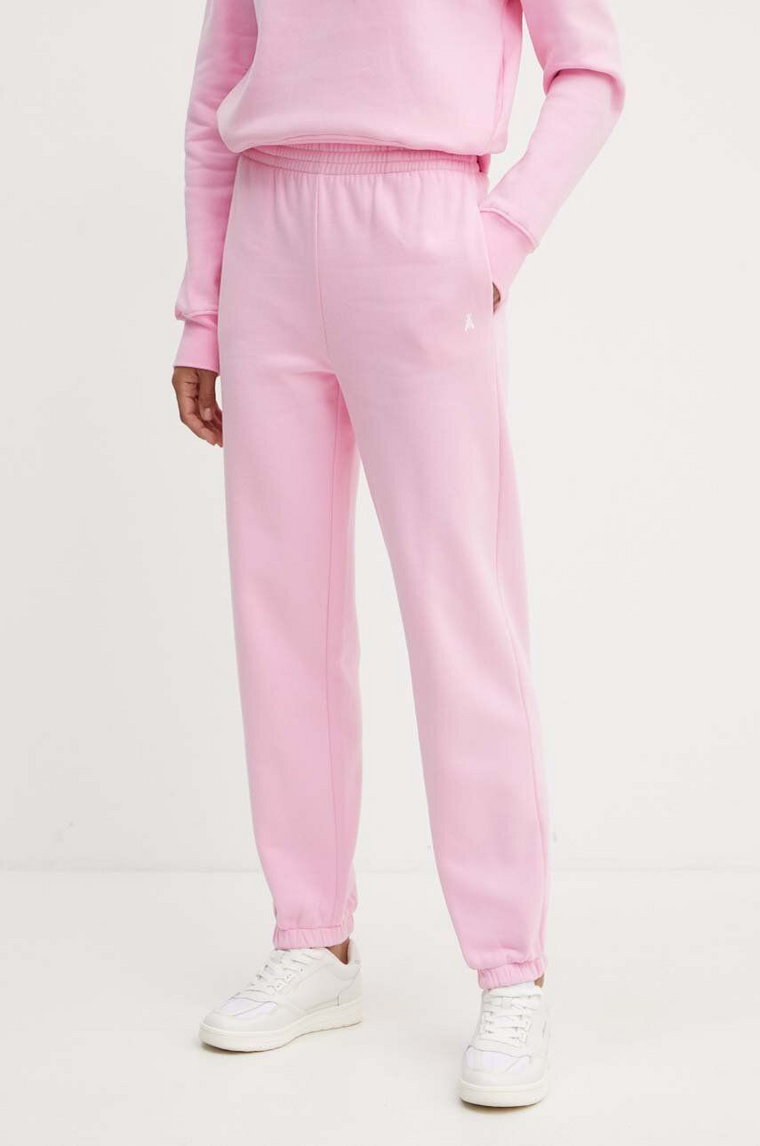 Patrizia Pepe spodnie dresowe bawełniane kolor różowy gładkie 8P0618 J079
