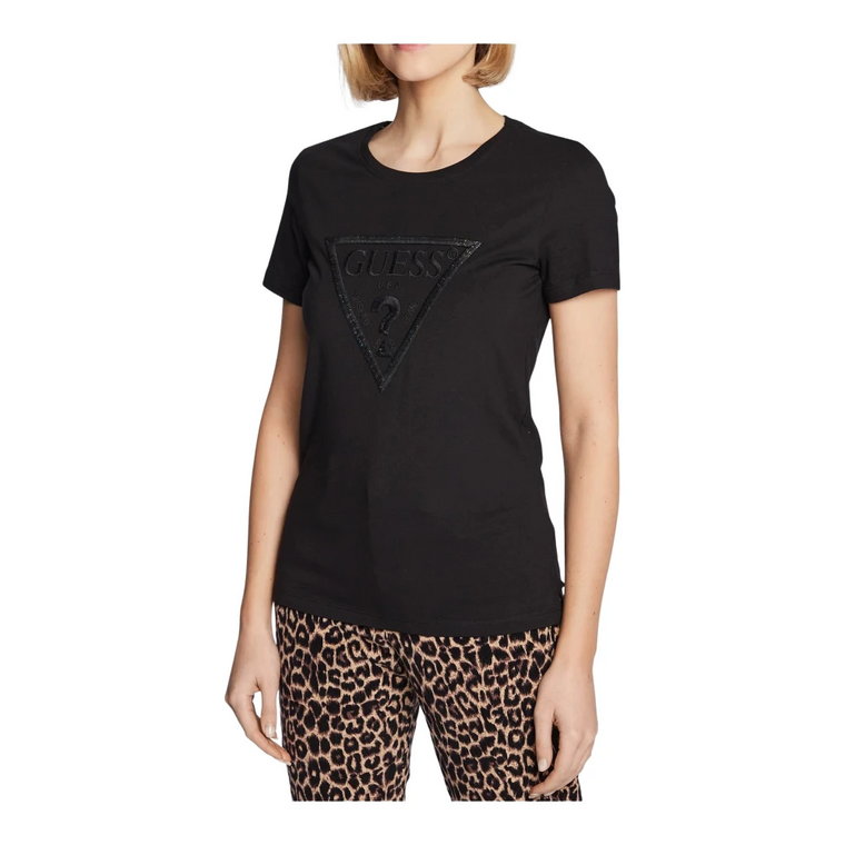 Slim Logo Triangle Fantaisie T-Shirt - Stylowa i Wygodna dla Kobiet Guess