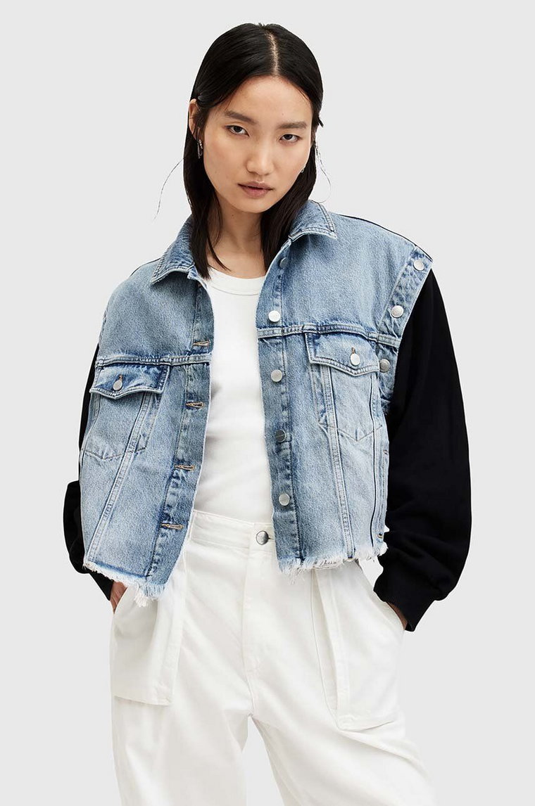 AllSaints kurtka CHLO DENIM SWEAT JKT damska kolor niebieski przejściowa oversize W044OA