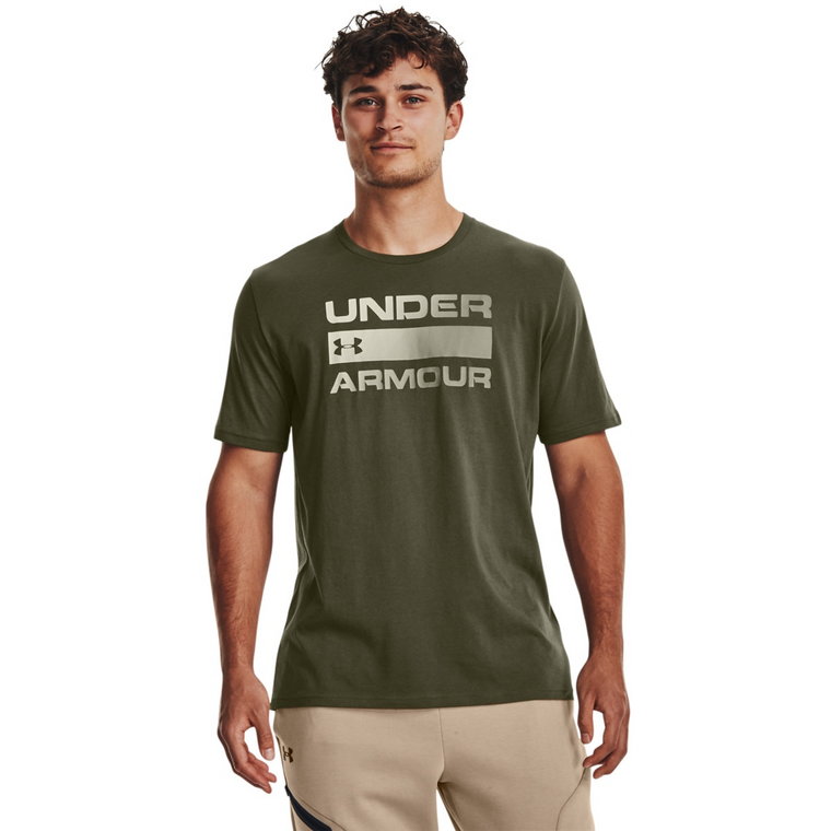 Męska koszulka treningowa z nadrukiem Under Armour Team Issue Wordmark SS - khaki
