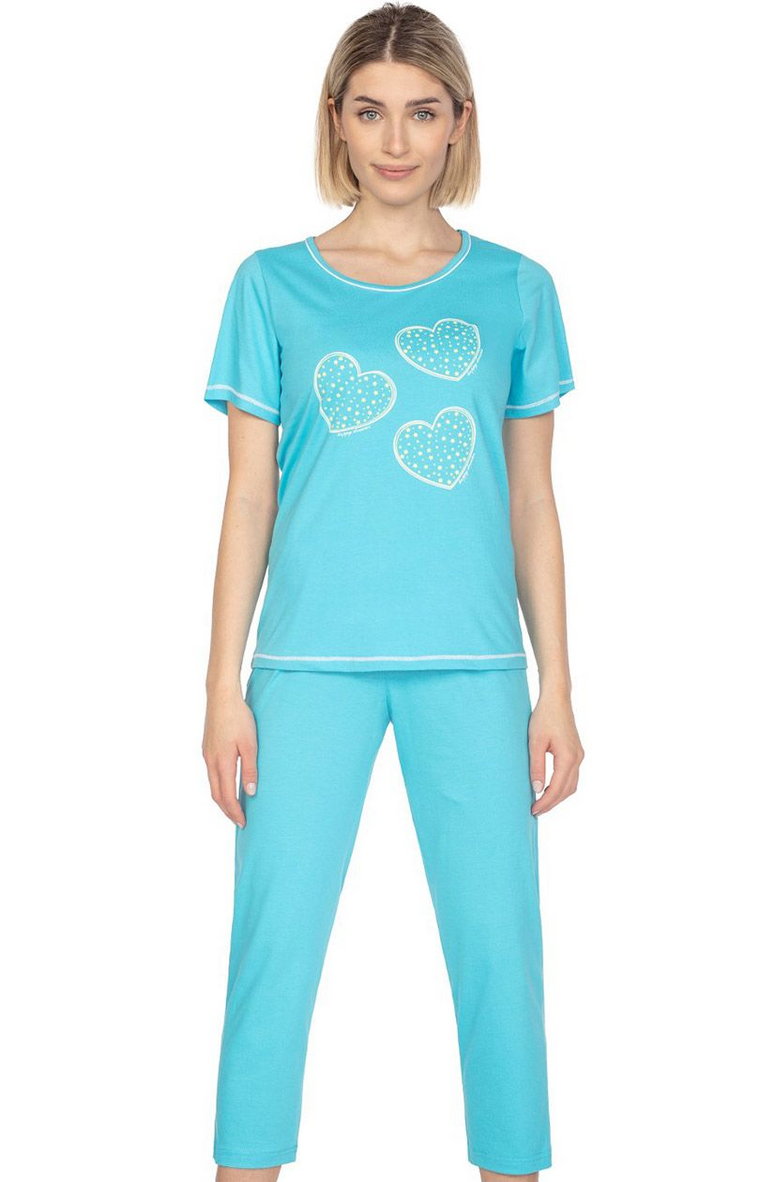 Bawełniana piżama damska niebieska 667, Kolor niebieski, Rozmiar M, Regina