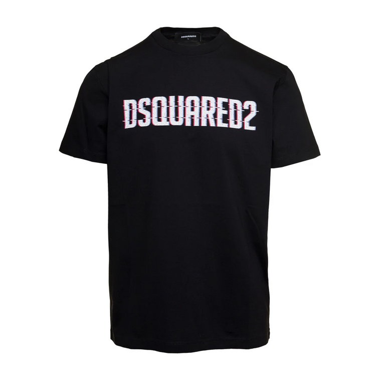 Męska koszulka z okrągłym dekoltem i dużym nadrukiem logo Dsquared2