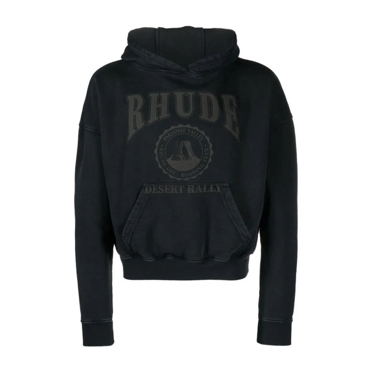 Czarny Sweter z Nadrukiem Logo Rhude