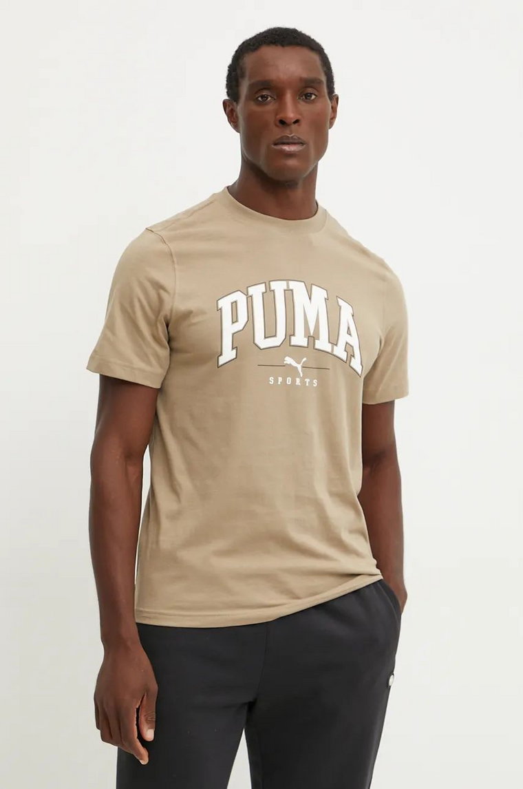 Puma t-shirt męski kolor zielony z nadrukiem 681791