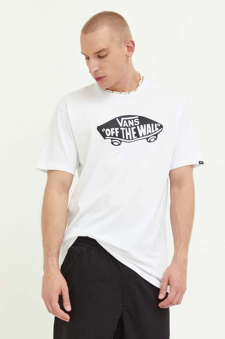 Vans t-shirt bawełniany kolor biały z nadrukiem