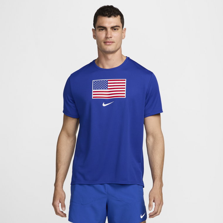 Męska koszulka z krótkim rękawem do biegania Nike Dri-FIT USA Miler - Niebieski