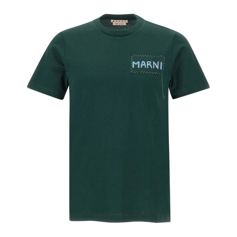 Męska koszulka z organicznej bawełny, zielony las Marni
