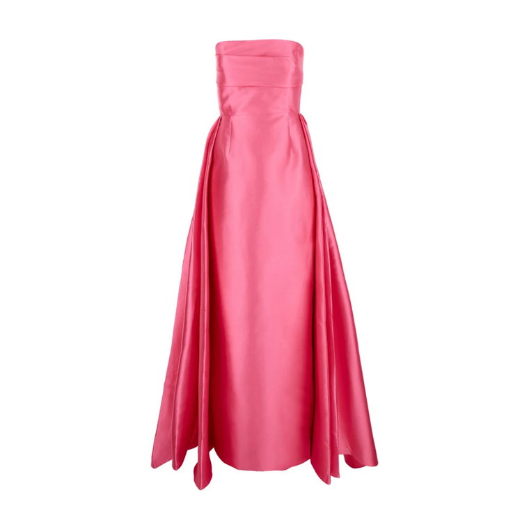 Różowa Satynowa Plisowana Długa Sukienka Solace London