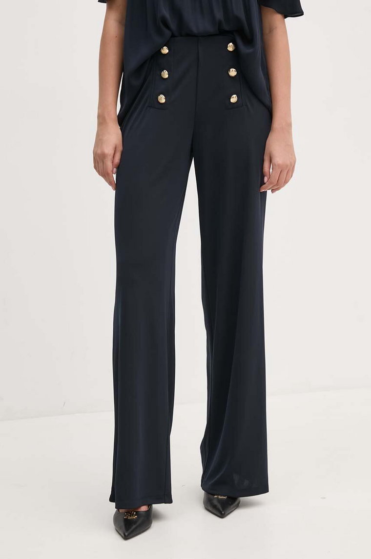 Lauren Ralph Lauren spodnie damskie kolor granatowy proste high waist 200807573
