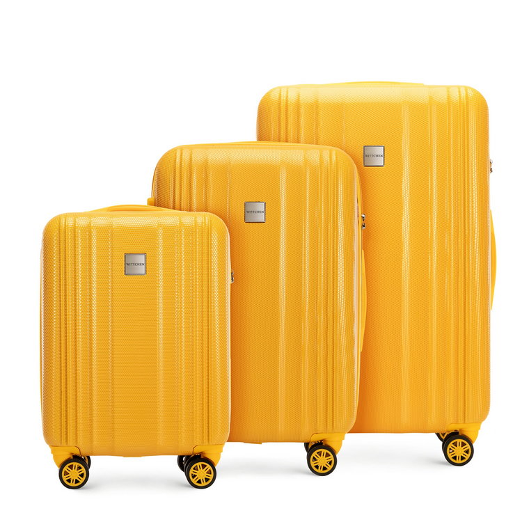Zestaw walizek z polikarbonu plaster miodu żółty