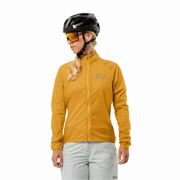 Damska kurtka przeciwwiatrowa na rower Jack Wolfskin GRAVEX WIND JKT W curry - XS