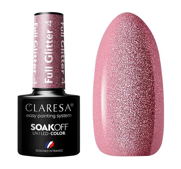 CLARESA SOAK OFF LAKIER HYBRYDOWY FULL GLITTER 4 5ML