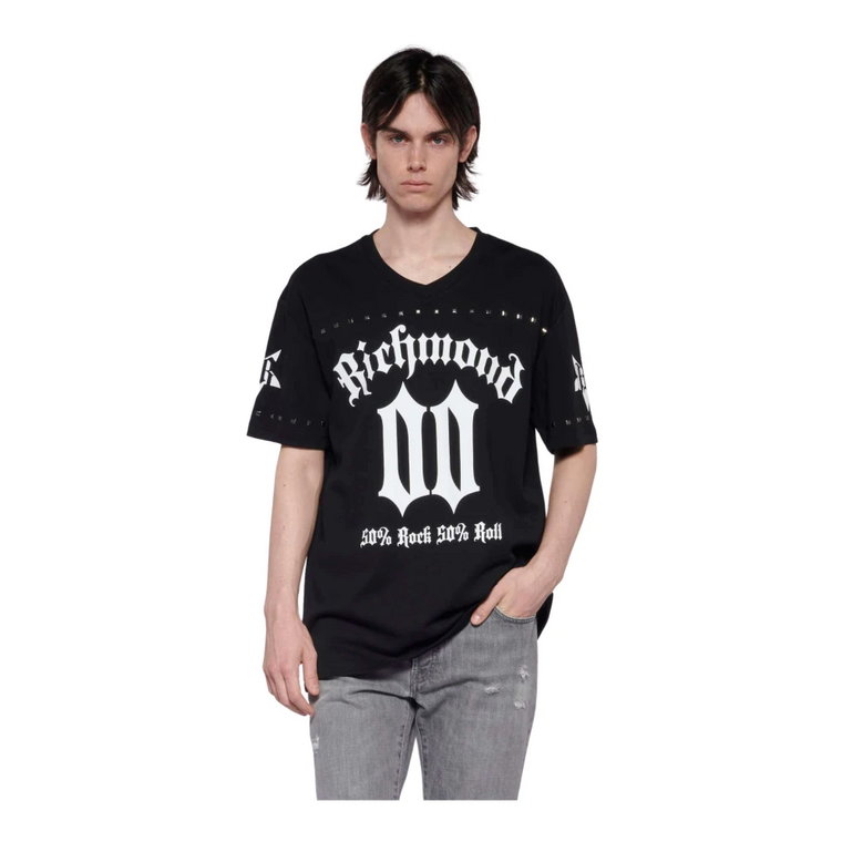 Oversized T-shirt z kontrastowym nadrukiem John Richmond